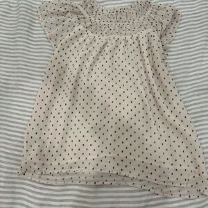 LOFT Cream and Black Polka Dot Blouse